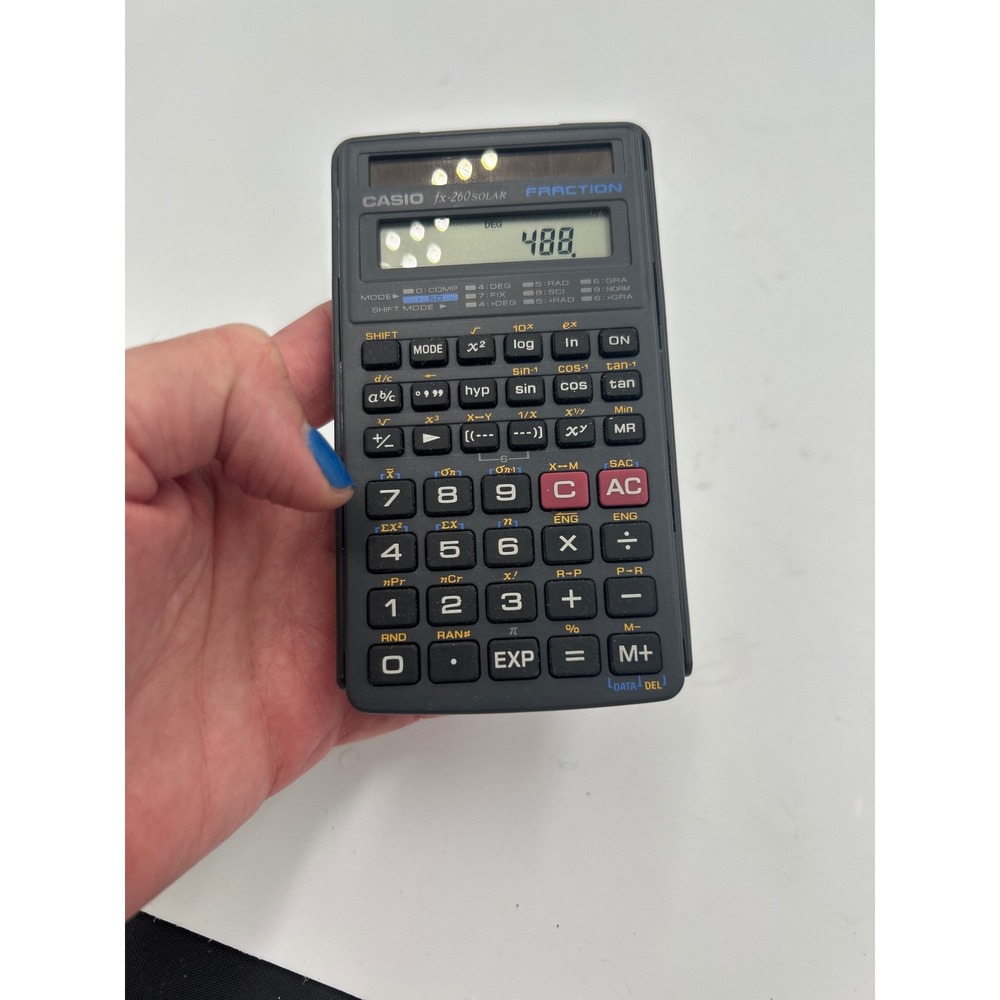 Casio fx-260 Solar Fraction Scientific Calculator Black with Hard Case Cover